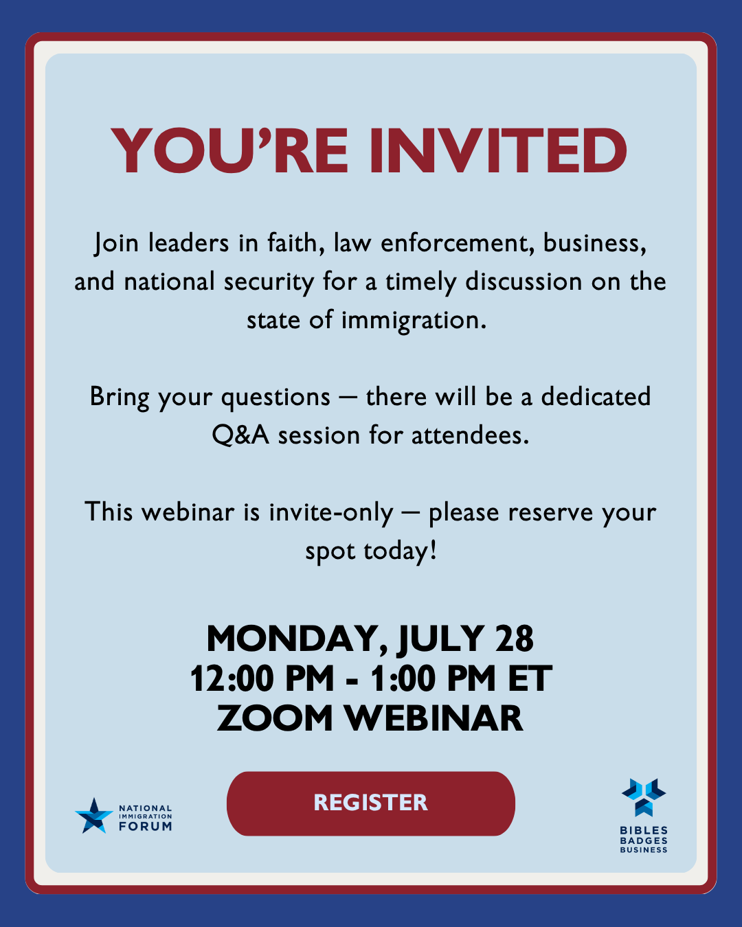 State of Immigration Webinar, July 28 at 12:00pm ET. (Source: National Immigration Forum)